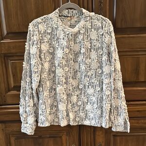 NWT Anthropologie Embroidered Floral Button-Front Women's Top - Small